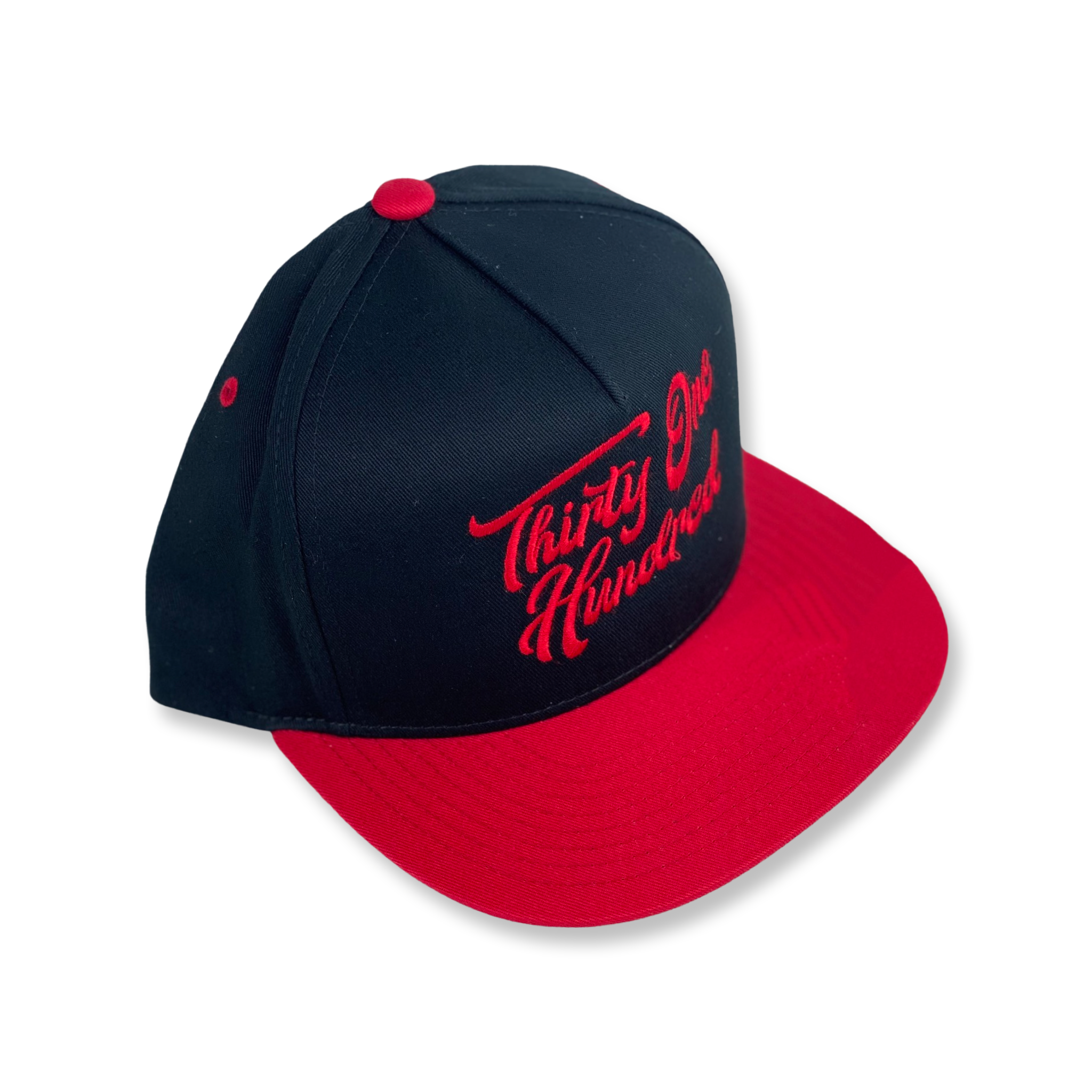 Snapback- Black With Red Bill/Red Script